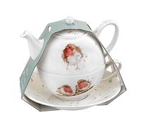Portmeirion Home & Gifts Wrendale Tè per uno con piattino (Robins), Bone China (multicolore, 16,5 x 16,5 x 15 cm)