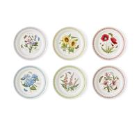 Portmerion Botanic Garden Meadow - Piatti piani rotondi da 26,7 cm (set da 6) | Fiori assortiti con bordo colorato a foglia di alloro | Terracotta | Adatto a microonde e lavastoviglie | Casa e