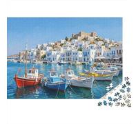 porto dell'isola greca_1 Puzzles 1000 Pezzi In puzzle A Rompicapo in Cartone,Un Set Di Puzzle A Rompicapo Per Relax E Meditazione,Ideale Per Puzzle Di Decorazione Bellissimo,Attività in Famiglia 38x2