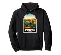 Porto Portogallo Design Vintage Dom Luís I Ponte e Douro Felpa con Cappuccio