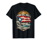 Porto Rico Boricua con Sal, sol Todo Se Arregla Maglietta