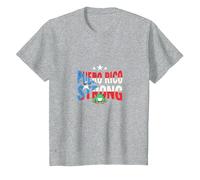 Porto Rico Strong: Patriottico Coqui Frog Pride Maglietta, Bambini, Grigio Melange, 12 Anni