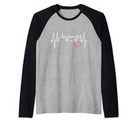Porto Skyline Battito del Cuore Portogallo Love Amo Porto Maglia con Maniche Raglan