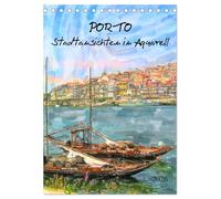 Porto - Stadtansichten in Aquarell (Tischkalender 2026 DIN A5 hoch), CALVENDO Monatskalender: Malerei in der Stadt am Douro