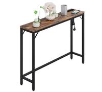 PortoAlegre Console con funzione di ricarica - Tavolo da ingresso e divano in MDF + metallo, 2 prese e 2 porte USB, sottile, robusto, design industriale, ripiano per chiavi, decorazioni e piante