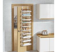 PortoAlegre Scaffalatura per porta in metallo a 10 ripiani, da appendere, con cestello regolabile, organizer da porta, organizer da appendere per bagno, cucina, dispensa, 172,2 x 41,5 x 13 cm, bianco