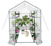 PortoAlegre Serra da giardino con ripiani e finestre, 143 x 216 x 195 cm, piantagione portatile per giardino fiorito all'aperto, serra per pomodori traspirante e impermeabile per coltivazione di fiori
