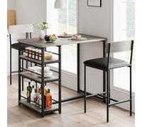 PortoAlegre Set da bar per 2 persone, nero retrò, set da 3 pezzi, con sgabelli pieghevoli imbottiti e 3 scomparti, salvaspazio per piccoli spazi, appartamenti o cucine (grigio)