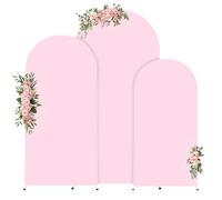 PortoAlegre Set di 3 fogli di copertura per fogli di matrimonio, 6 FT + 6,6 FT + 7,2 FT in spandex Doublesid per matrimonio, con chiusura lampo, decorazione per feste, cerimonie, banchetti, rosa