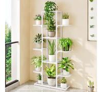 PortoAlegre Supporto per Piante in Metallo a 5 Ripiani 12 Vasi, Stabile e Veloce, Moderno Porta Piante da Interno, Supporto Per Vasi, Mensole All'aperto Giardino/Soggiorno, Bianco, 62,5 x 23 x 126 cm