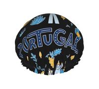 Portogallo Cultural Print Grande Impermeabile Doccia Cofano Per Le Donne Capelli Lunghi, Fascia Elastica Lavabile Bagno Capelli Cappello