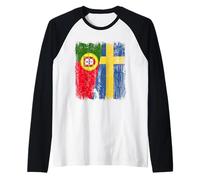 Portogallo Svezia Mezza bandiera Portoghese Radici svedesi Maglia con Maniche Raglan