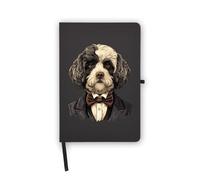 Portoghese Water Fluffy Aristocrat Pet Ritratto Notebook, pagine vuote, copertina in ecopelle, agenda, diario, quaderno di lavoro