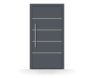 Portoncini in alluminio, senza vetro, grigio antracite RAL 7016, isolamento termico, Schüco, modello Palermo, configura individualmente