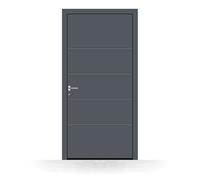 Portoncino d'ingresso in alluminio, modello Basic Tropea, grigio antracite strutturato, 700 x 1700 mm, configurabile su misura