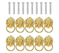 Portone Batacchio,Battente 10pcs Lion Head in lega di zinco manopola maniglione Batacchio Hardware Anello Mobili Viti Antica porta tira le manopole gestire il montaggio(10Pcs Gold)