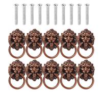 Portone Batacchio,Battente 10pcs Lion Head in lega di zinco manopola maniglione Batacchio Hardware Anello Mobili Viti Antica porta tira le manopole gestire il montaggio(10Pcs Copper)