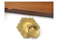Portone Batacchio,Battente Ottone Anello Dell'annata Maniglia Battente Fiore Rondella Di Rame Cassetto Tira Cabinet Dresser Porte Manopole Maniglie For Mobili Pull(Brass screw fixing,5cm)