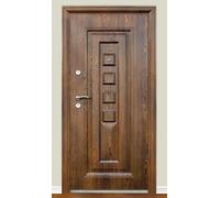 Portone Blindato 90x197 In Metallo Rivestito In Pvc E Riempito Con Lana Di Roccia Portoncino Marrone Effetto Legno P12 (Apertura esterna destra)