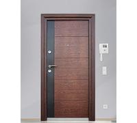 Portone Blindato Marrone Portoncino Design Moderno Con Anta Chiavi Spioncino In Matallo Rivestito In Pvc P11 (Apertura interna destra)