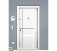 Portone Moderno Blindato In Metallo Portoncino Bianco 92x200 Con Direzione Di Apertura Sia A Destra Che A Sinistra PL7 (Apertura interna sinistra)