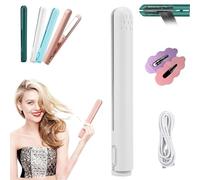 Portrait Mini Dual-Purpose Curling Iron, Ceramic Mini Hair Curler, 2 in 1 Mini Dual-Purpose Curling Iron, USB Rechargeable Curling Wand, Portable Hair Straightener Travel Curling Wand (White)