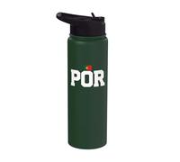 Portugal Country Code with Flag Trendy College Font Stainless Steel Insulated Water Bottle