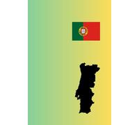 Portugal Country Map and Flag Design Notebook: Gradient Blue and Yellow Background