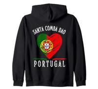 Portugal Flag Heart Santa Comba Dao City Felpa con Cappuccio