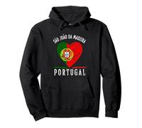Portugal Flag Heart São João Da Madeira City Felpa con Cappuccio