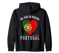 Portugal Flag Heart São João Da Madeira City Felpa con Cappuccio