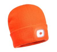 Portwest B029 Berretto LED Luce Frontale Ricaricabile USB B029NAR Acrilico | Arancione, Taglia unica, UPF 50+, Unisex, Calibro a Maglia 9, Fodera a 9 Gauge, Tempo di Esecuzione 2/4 Ore, Inverno