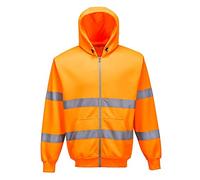 Portwest B305 Felpa con Cappuccio e Zip Alta Visibilità, Arancione, L