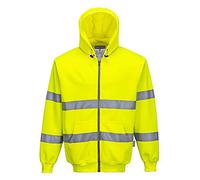 Portwest B305 Felpa con Cappuccio e Zip Alta Visibilità, Giallo, XXL