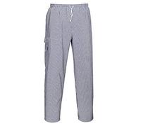 Portwest C078CHRL Pantaloni Chester da Chef, Bianco/Blu, Large