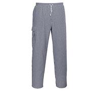 Portwest C078CHRM Pantaloni Chester da Chef, Bianco/Blu, Medium