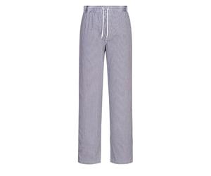 Portwest C079 Pantaloni Bromley da Chef in Cotone 100% Traspirante | Quadri blu, XXS, Vita Elasticizzata Regolabile Con Cordino, Cerniera Nascosta, Tasca Sicura Posteriore, Lavaggio A 60°C