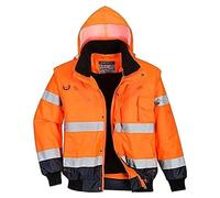 Portwest C465ONRS Bomber Bicolore Alta Visibilità 3 in 1, Arancione/Blu Navi, Small