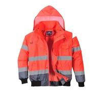 Portwest C465RNRM Bomber Bicolore Alta Visibilità 3 in 1, Rosso/Blu Navi, Medium