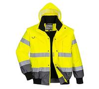Portwest C465YGYS Bomber Bicolore Alta Visibilità 3 in 1, Giallo/Grigio, Small
