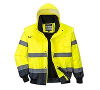Portwest C465YNRL Bomber Bicolore Alta Visibilità 3 in 1, Giallo/Blu Navi, Large