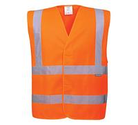 Portwest C470 Gilet ad Alta Visibilità, con Due Bande e Bretelle, Arancione, L/XL