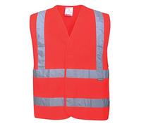 Portwest C470RERL/XL Gilet ad Alta Visibilità con Due Bande e Bretelle, Rosso, LXL