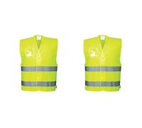 Portwest C475 Gilet Alta Visibilità, con Porta Badge Doppio Verso, Giallo, L/XL (Confezione da 2)