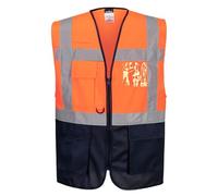 Portwest C476 Gilet Executive Varsavia, Arancione/Navy, XXXL