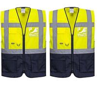 Portwest C476 Gilet Executive Varsavia, Giallo/Navy, L (Confezione da 2)