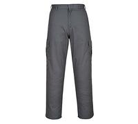 Portwest C701 Pantaloni Combat Gancio e Barra di Chiusura 2 Tasche Laterali | Grigio, UPF 40+, 35% Cotone, Cuciture Rinforzate, Tessuto Resistente, Protezione Solare +, Policotone, Duraturo, Edilizia