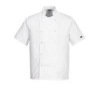 Portwest C733 Giacca da Chef Moderna e Leggera a Maniche Corte Cumbria Bianca, S
