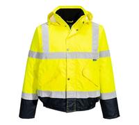 Portwest Cazadora Impermeable Bicolor De Alta Visibilidad Con Capucha Y Cintas Reflectantes Portwest S266 Bomber Bicolore ad Alta Visibilità Uomo (Pacco da 1)