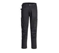 Portwest CD881 WX2 - Pantaloni da lavoro da uomo, slim fit, ecologici, elasticizzati, con tasche cargo e ginocchiere, neri, 34